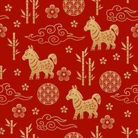 kinesisk traditionell zodiaken tecken häst sömlös mönster. orientalisk prydnad vektor