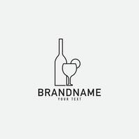 flaska bar och juice kärlek logotyp. minimalistisk vektor logotyp design mall element