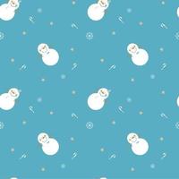 sömlös hand teckning snögubbe, godis käpp, stjärna, snöflinga upprepa mönster i blå bakgrund, Semester vinter- säsong väder element, glad jul och Lycklig ny år, platt vektor illustration design