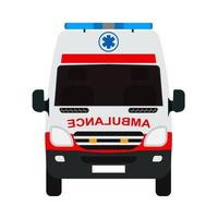 krankenwagen van flache vektorvorderansicht. hilfe notfall auto rot transport rettung vektor