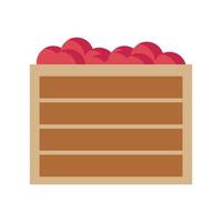 trä- låda av äpple och frukt mat vektor illustration. skörda färsk bruka och organisk lantbruk friska. spjällåda trädgård och natur grönsak. sommar behållare produkt isolerat. skörd korg