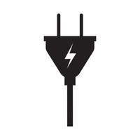 elektrische stecker vektor symbol energie macht technologie abbildung zeichen. Ausrüstung elektrischer Stecker mit Kabelsymbolverbindung lokalisiertes weißes Design. Flache schwarze Spannung einfaches Symbol für die Geräteversorgung