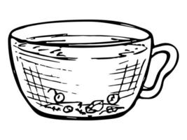 nette tasse teeillustration. einfache Becher-Cliparts. gemütliches heimgekritzel vektor