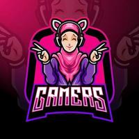 gamer mädchen esport logo maskottchen design. vektor