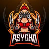 psykopat esport logotyp maskot designtryck vektor