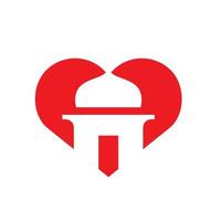 jag kärlek islam, moské symbol kombinerad med hjärta form, vektor ikon logotyp design