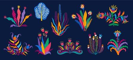 tecknad serie tropisk mexikansk, nrazilian blomma växter vektor