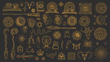 trolldom, alkemi och magi, ockult symboler vektor