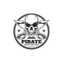 pirat kapten, corsair skalle svartvit ikon vektor