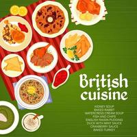 brittiskt kök restaurang meny omslag mall vektor