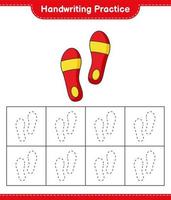 Handschrift üben. Verfolgen von Linien von Flip-Flops. pädagogisches kinderspiel, druckbares arbeitsblatt, vektorillustration vektor