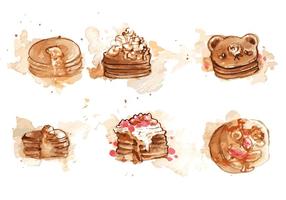 Handmålad Pannkaka Vector Set