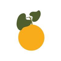 orange frukt ikon med blad friska livsstil vektor teckning, design illustration