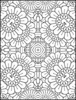 Blumenschmuck im orientalischen Ethnostil, Doodle-Ornament, Umrisshandzeichnung. Malbuch Seite. Blumen-Mandala-Malbuchseite. Malvorlagen für Erwachsene. vektor