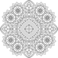 Blumenschmuck im orientalischen Ethnostil, Doodle-Ornament, Umrisshandzeichnung. Malbuch Seite. Blumen-Mandala-Malbuchseite. Malvorlagen für Erwachsene. vektor