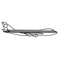 Flugzeugreise-Vektorsymbol-Illustration Transportumriss. Flugzeugsymbol und Fliegenflugzeug transportieren isolierte weiße Linie dünn vektor