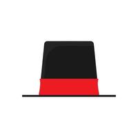 Hut-Konzept flache Kleidung Kopfschmuck Vektor-Symbol. flacher vintage schwarzer und roter magischer zubehörzylinder gentleman vektor