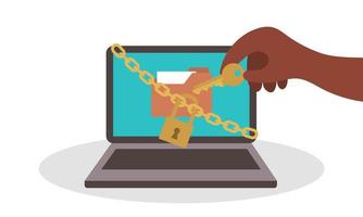 Hacker-Cyber-Diebstahl und Netzwerk-Hack für sozialen Betrug. Computer-Passwort-Dieb und kriminelles Internet-Vektor-Illustrationskonzept. Online-Datenschutz-Phishing und Sicherheitsspion. Firewall-Laptop und PC-Virenschlüssel vektor