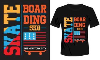 skridsko ombordstigning ny york stad t-shirt design vektor