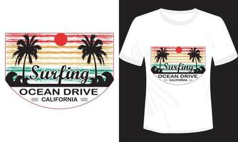 Surfen Ocean Drive California T-Shirt-Design vektor