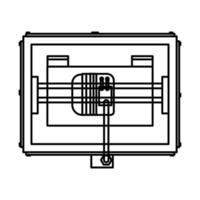 3D-Drucker-Vektor-Technologie-Design-Icon-Gliederung. Engineering-Line-Fertigungsmodell aus Kunststoff und dünnem Symbol für das Industriekonzept. Innovation Business Illustration und Prototyp der Druckmaschine vektor