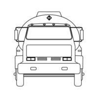 bränsle lastbil transport vektor ikon illustration översikt. fordon transport industri bensin trailer isolerat vit lastbil bil linje tunn