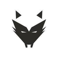 Wolf Gesicht Tier Vektor Illustration Kopf. Wildhund-Symbol und Raubtier-Maskottchen-Symbol. abstraktes säugetierwildjägeremblem und kojotenaugenzeichen. silhouette tätowierungslogo und schwarze kunst isoliert