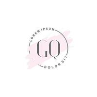 anfängliches gq-minimalistisches logo mit pinsel, anfängliches logo für unterschrift, hochzeit, mode, schönheit und salon. vektor