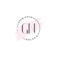 anfängliches gn-minimalistisches logo mit pinsel, anfängliches logo für unterschrift, hochzeit, mode, schönheit und salon. vektor