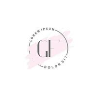 anfängliches gf-minimalistisches logo mit pinsel, anfängliches logo für unterschrift, hochzeit, mode, schönheit und salon. vektor