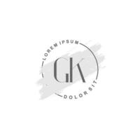 anfängliches gk-minimalistisches logo mit pinsel, anfängliches logo für unterschrift, hochzeit, mode, schönheit und salon. vektor