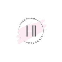 initiales hallo minimalistisches logo mit pinsel, initiales logo für unterschrift, hochzeit, mode, schönheit und salon. vektor
