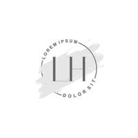 anfängliches lh-minimalistisches logo mit pinsel, anfängliches logo für unterschrift, hochzeit, mode. vektor