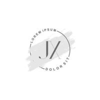 initiales jx minimalistisches logo mit pinsel, initiales logo für unterschrift, hochzeit, mode. vektor