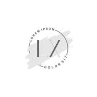 anfängliches lx-minimalistisches logo mit pinsel, anfängliches logo für unterschrift, hochzeit, mode. vektor