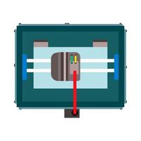 3d-drucker draufsicht konzept engineering industrie ausrüstung. flaches Vektorsymbol vektor