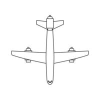 Flugzeugreise-Vektorsymbol-Illustration Transportumriss. Flugzeugsymbol und Fliegenflugzeug transportieren isolierte weiße Linie dünn vektor