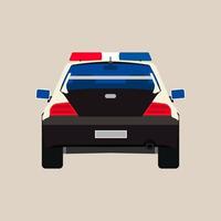 Polizeiauto Rückansicht Vektor flach Symbol. fahrzeugpolizist isoliertes schwarzes patrouillenverbrechen. Scheinwerfer der Sheriff-Limousine der Stadtwache