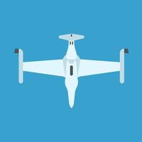 Drönare vit Färg topp se vektor ikon. flyg Utrustning resa transport trådlös kamera företag. platt robot industri