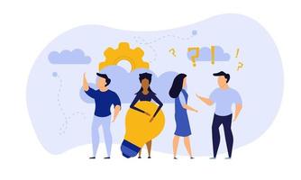 Menschen Teamwork-Idee-Vektor-Illustration. Business Work Balance Übung Harmonie. Hintergrund des Zeitinvestitionskonzepts. team mind mann und frau gruppenbanner büro. karriere unternehmen erfolg mitarbeiter vektor