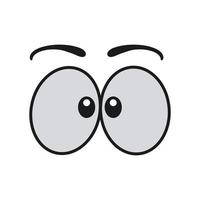 Comic-Augen-Cartoon-Vektor-Illustration Ausdruckszeichen-Symbol. Gesicht Emotion Element Symbol Spaß. süße und fröhliche Augenbrauen-Humor-Look-Person. Augapfel Emoticon aussehende Kunst isoliert weißes und menschliches Zeichen vektor