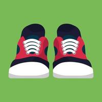 Sneaker Schuh Vorderansicht Vektor rotes Symbol. Sportpaar Modedesign Schuhe Sportbekleidung Laufen. Trainingsschuh-Set