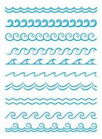 hav och hav vågor, blå vatten surfa gränser vektor