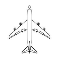 Flugzeugreise-Vektorsymbol-Illustration Transportumriss. Flugzeugsymbol und Fliegenflugzeug transportieren isolierte weiße Linie dünn vektor