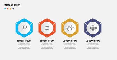 Vektor-Infografik-Design-Geschäftsvorlage mit Symbolen und 4 Optionen oder Schritten. kann für Prozessdiagramme, Präsentationen, Workflow-Layouts, Banner, Flussdiagramme und Infografiken verwendet werden vektor