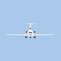Jetliner-Tourismus-Transportillustration lokalisierte flache Ikonenvorderansicht. Konzept verfolgen Verkehrsflugzeugvektor vektor