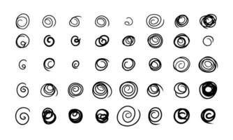 hand dragen klottra punkt och klotter skiss ikon. ritad för hand logotyp cirkel och repa linje element vektor illustration. tecken form design och samling översikt stroke. uppsättning isolerat vit kurva pekare