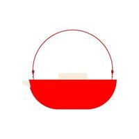 tekanna röd sida se vektor ikon. traditionell symbol te konst. hantera dekorativ platt köksutrustning vattenkokare pott