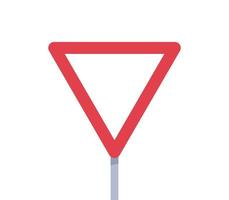 Ertragsdreieckzeichen und Straßenverkehrskoordinationssymbol auf flacher Vektorillustration des weißen Hintergrundes. vektor