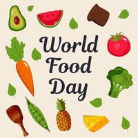 vektor illustration av värld mat dag, färgrik vit bakgrund